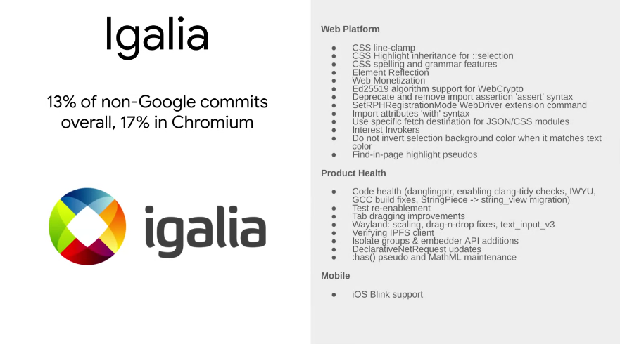 igalia's tweet photo. BlinkOn 19 is underway and we already got a nice callout from @Google in the opening talk highlighting Igalia’s Chromium contributions over the past year.  Thanks, Google! https://t.co/hKw66Izbo9
