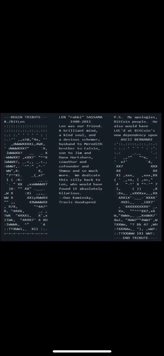 OGLenBitcoin's tweet image. Len sassaman, the genius behind Satoshi Nakamoto. Lens design of Bitcoin was a manifesto of freedom, seeking to free individuals of traditional financial system. We all owe tribute to the OG dev. #LEN