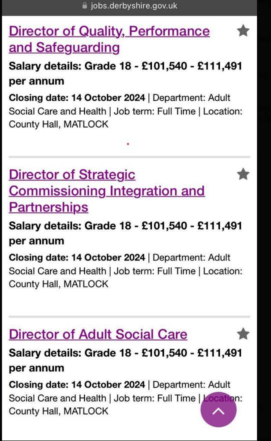 This is why vital services like Day Centres and Care Homes <a href="/Derbyshirecc/">Derbyshire CC</a> are being stripped to the bone. Padding out the SLT with more Directors on eyewatering salaries.