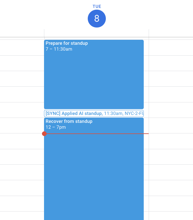 completely full work calendar today. these 12 hour days are a total grind but it'll all be worth it.