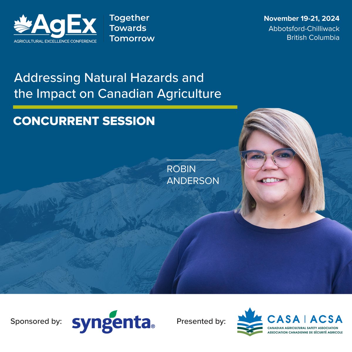 planfarmsafety's tweet photo. Join us for Robin Anderson's session, "Addressing Natural Hazards and the Impact on Canadian Agriculture" at the AgEx Conference! Learn more at https://t.co/IoZyhEvxJ9 #casaconference #sustainablecdnag https://t.co/9qI0mUweFt