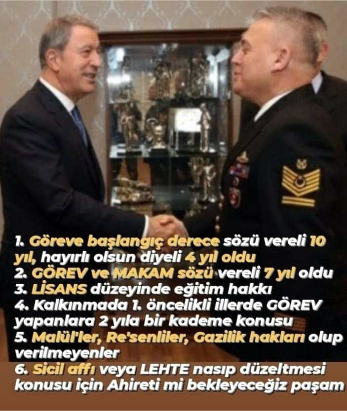#AstsubayaAdaletYürüyüşü
TSK'de statüler arasında özlük hakları paylaşımında niçin ADALETSİZLİK yapılıyor.
Emekli Astsubay'lar olarak niçin ekonomik mağduriyet yaşıyoruz.
Tazminat adaleti istiyoruz.
<a href="/RTErdogan/">Recep Tayyip Erdoğan</a>
<a href="/tcsavunma/">T.C. Millî Savunma Bakanlığı</a>
<a href="/Akparti/">AK Parti</a>
<a href="/MHP_Bilgi/">MHP</a>
<a href="/temadankara/">TEMAD Genel Başkanlığı</a>