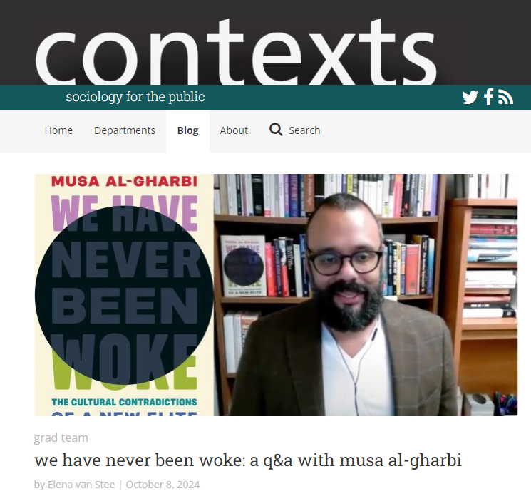 Musa al-Gharbi (@musa_algharbi) on Twitter photo My interview with <a href="/elenavanstee/">Elena G. van Stee</a> for the <a href="/ASAnews/">ASA Sociology</a> public-facing magazine <a href="/contextsmag/">Contexts Magazine</a> just went live: contexts.org/blog/qa-al-gar…
We discuss the book, but also, the importance of trying to reach mass publics, and some of the incentives within the discipline that push folks away from My interview with <a href="/elenavanstee/">Elena G. van Stee</a> for the <a href="/ASAnews/">ASA Sociology</a> public-facing magazine <a href="/contextsmag/">Contexts Magazine</a> just went live: contexts.org/blog/qa-al-gar…
We discuss the book, but also, the importance of trying to reach mass publics, and some of the incentives within the discipline that push folks away from