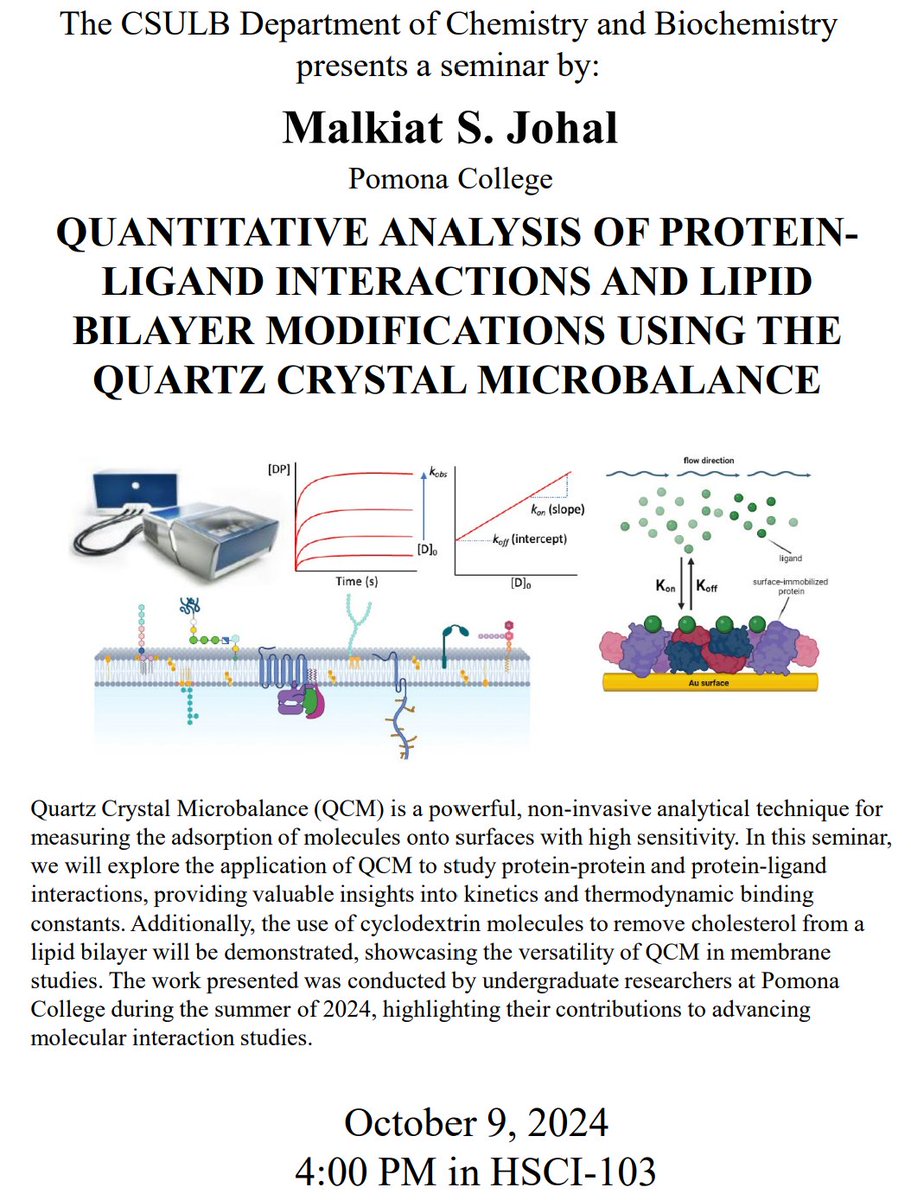 CSULB_BioChem's tweet image. ❗️Weekly Seminar 👨‍🔬

Join us this Wed. at 4pm for Dr. Johal&apos;s seminar!

If you are interested in having lunch with the speaker, please contact Lillianne at lillianne.aylward01@student.csulb.edu