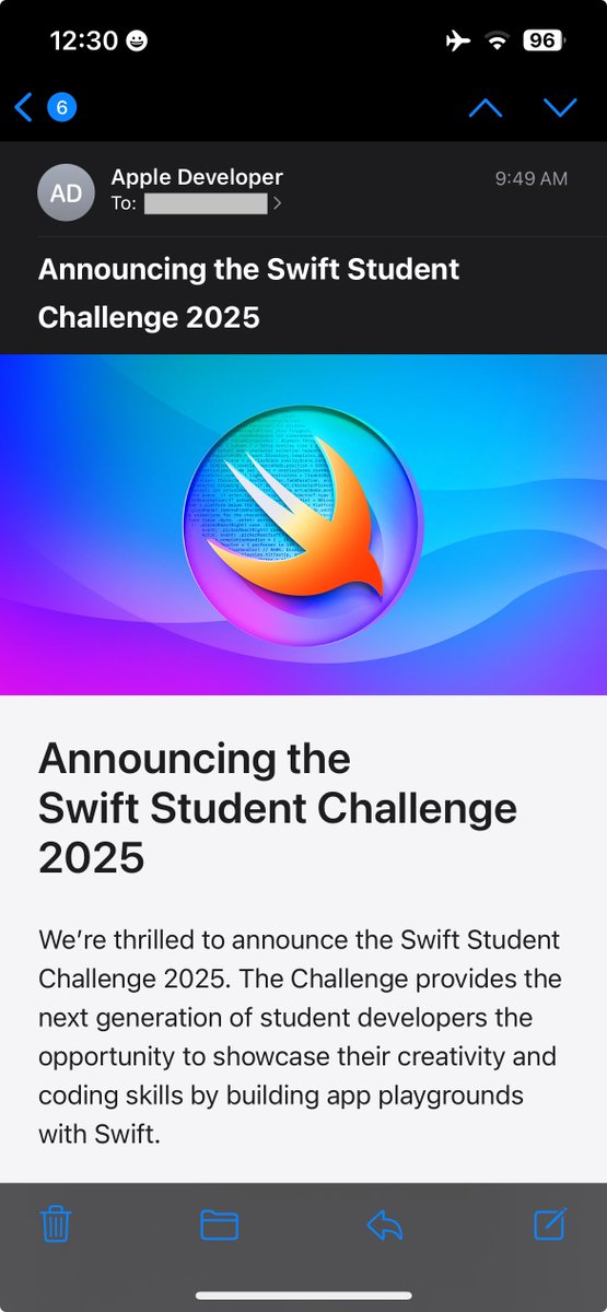 TechnovityTech's tweet photo. For the first time, I got this email from Apple. 

I was confused why some new developers showing off their Apps and Games early before Apple even announced WWDC release date🗿

#Apple #WWDC #WWDC25 #SwiftChallenge https://t.co/VXv3Y916xJ