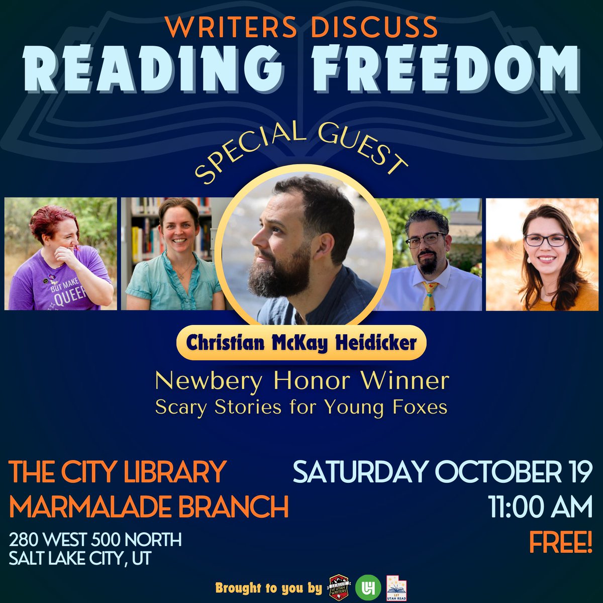 Come see me in Salt Lake City! For <a href="/UABookBans/">Unite Against Book Bans</a> #FreedomtoRead Day of Action I'll be with writing friends including <a href="/swankmotron/">Bryan Young</a> and Newbery Honoree Christian McKay Heidicker to talk about the banned books that changed our lives. Thanks, <a href="/utahbookfest/">Utah Humanities Book Festival</a> <a href="/LetUtahRead/">Let Utah Read</a> and <a href="/LUWriters/">League of Utah Writers</a> !