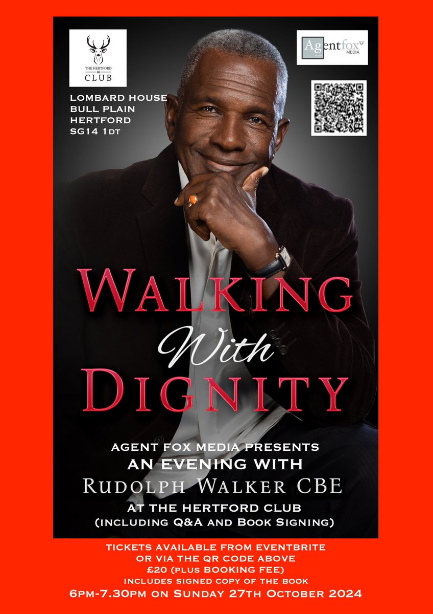 Do join me at the Hertford Club on Sunday 27 Oct where I will be talking about my new book, will take questions from you the audience &amp; signing  copies. Tickets from EventBrite 

See you there 

#proudTrini #autobiography #actor #EastEnders #lifestory