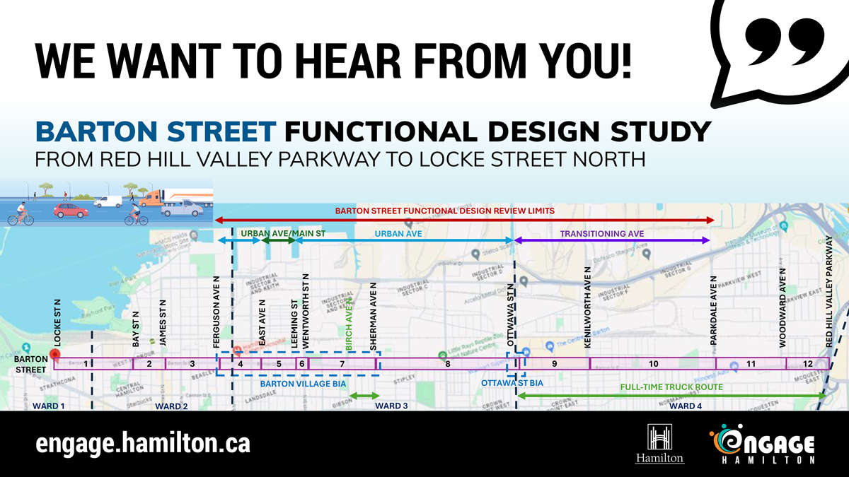 On October 17 at 6:30pm at the Westinghouse HQ, the <a href="/cityofhamilton/">City of Hamilton</a> is holding a public information meeting for the Barton Street Functional Design Study. This is an opportunity for residents in Wards 1, 2, 3, and 4 to learn more about the project and provide feedback. #HamOnt