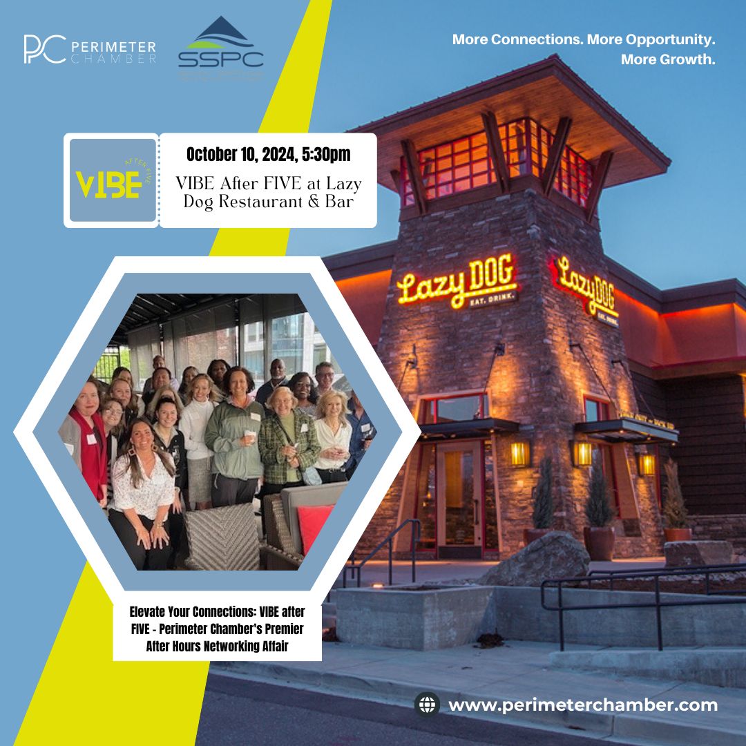 PerimeterBiz's tweet image. Join us at Lazy Dog Tavern for VIBE After FIVE, the Chamber&apos;s top after-hours networking event. Elevate your networking experience with premium hosts. Don&apos;t miss out!

RSVP Today here: buff.ly/4eEAWZK 
 #networking #community