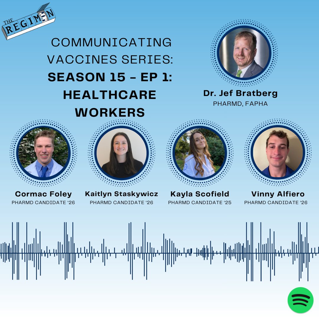 In episode 1 of the Communicating Vaccines class podcast series, URI PharmD students delve into the vaccination of healthcare workers and why vaccine uptake is so important in this population. (Recorded March 26, 2024) Listen at podcasters.spotify.com/pod/show/there…