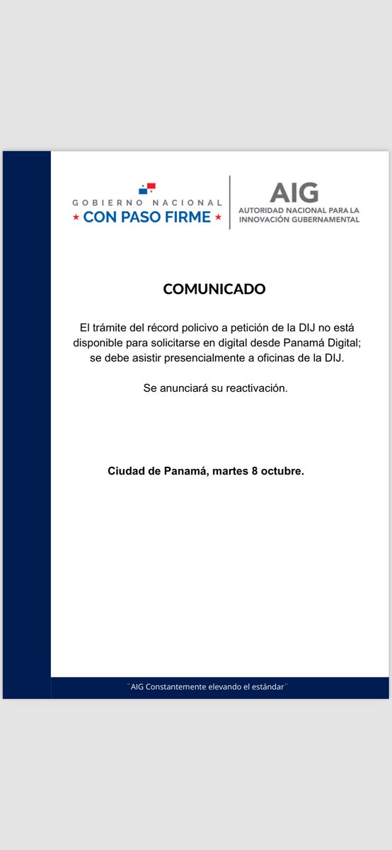 aigesinnovacion's tweet photo. El récord policivo no estará disponible desde Panamá Digital, pronto se anunciará su reactivación. https://t.co/WA1q7Ih6cG