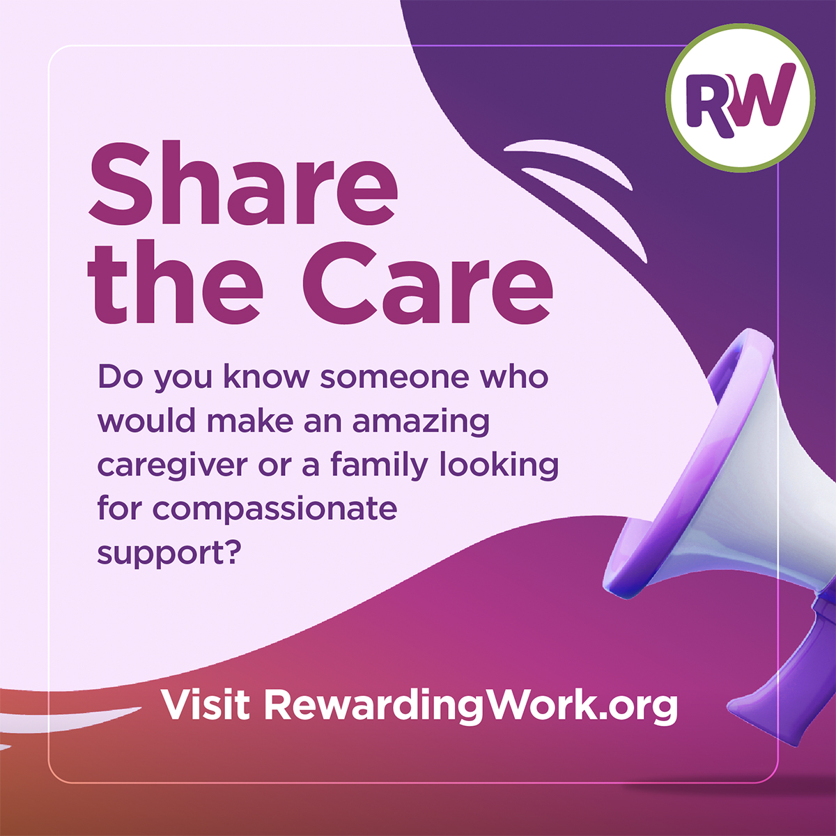Share the Care: Refer a Friend Today! Whether you're sharing a caregiving job or connecting a family to trusted help, your referral makes a difference. Let’s share the care! Refer a friend to RewardingWork.org today.
#CaregiverCommunity #RewardingWork
