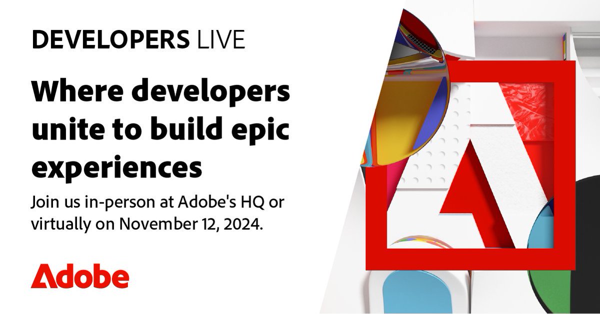 For the first time, Adobe Developers Live is in person at Adobe's HQ! 🚀 Join us on Nov 12 for exclusive insights, skill-expanding sessions, and networking with industry experts. Don’t miss out!

Register today: adobe.ly/dev-live

#AdobeDevelopers #AEM #Commerce #CMS
