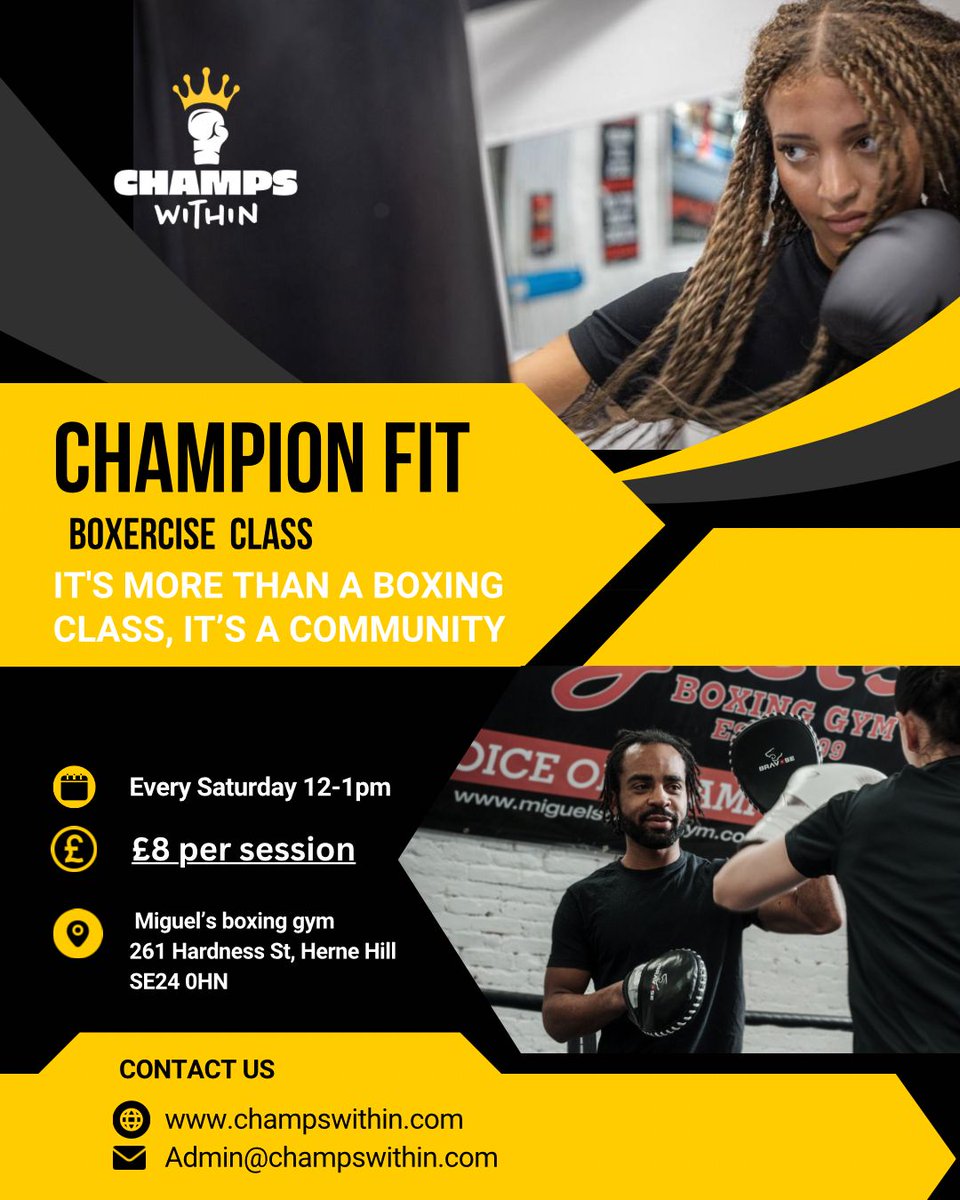 champswithinn's tweet image. Our new boxercise class #championfit 💥 Every Saturday at 12pm🥊 Bring a friend #unlockyourchampwithin 

#champswithin #community #boxing #gym #train #postoftheday #fyp