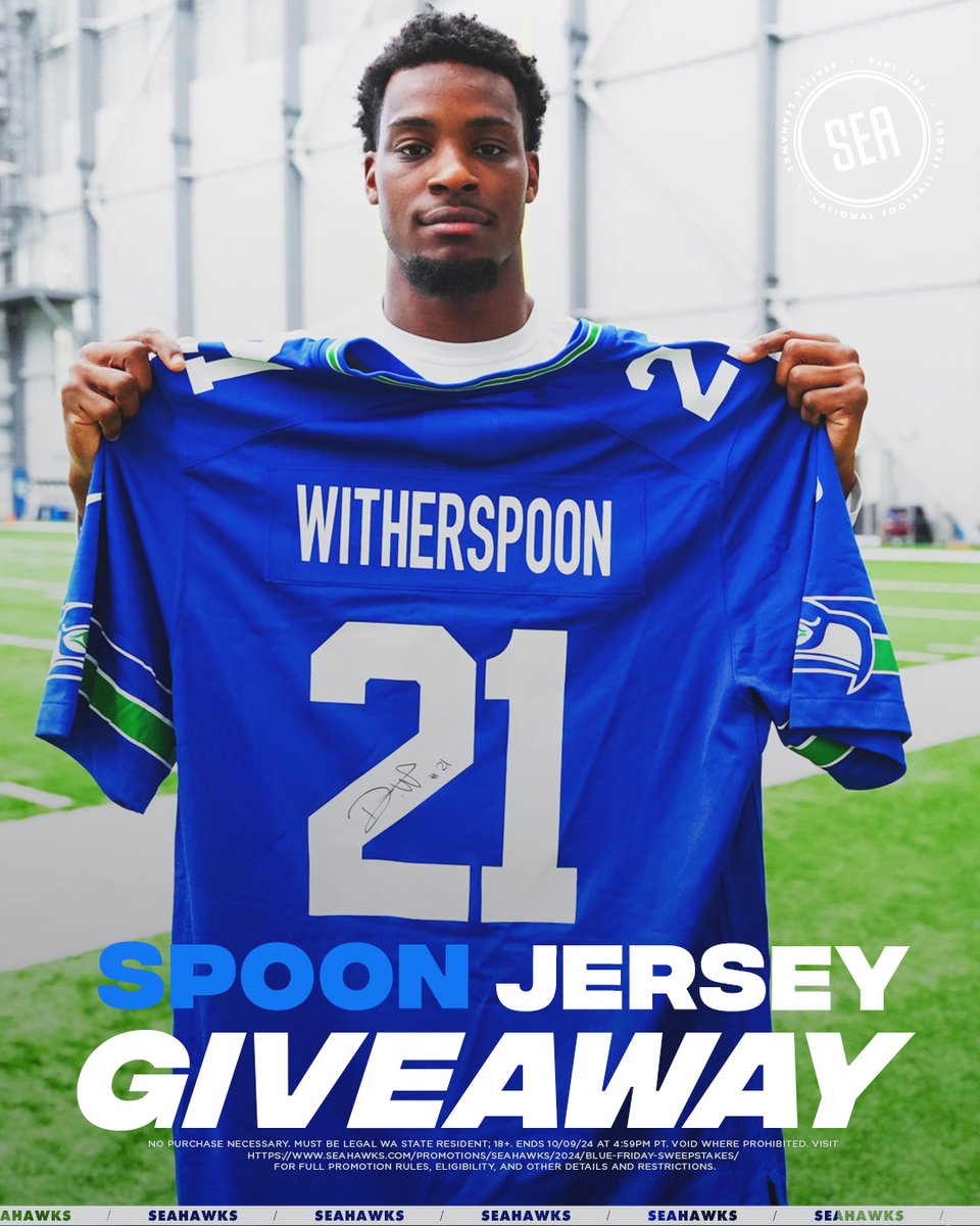 Seattle Seahawks (@seahawks) on Twitter photo π¨ THURSDAY NIGHT FOOTBALL GIVEAWAY π¨
Like & RT for a chance to win a signed <a href="/DevonWitherspo1/">Devon Witherspoon</a> jersey & four tickets to TNF vs. 49ers.
Full rules: shwks.com/bluefriday | #Sweepstakes π¨ THURSDAY NIGHT FOOTBALL GIVEAWAY π¨
Like & RT for a chance to win a signed <a href="/DevonWitherspo1/">Devon Witherspoon</a> jersey & four tickets to TNF vs. 49ers.
Full rules: shwks.com/bluefriday | #Sweepstakes