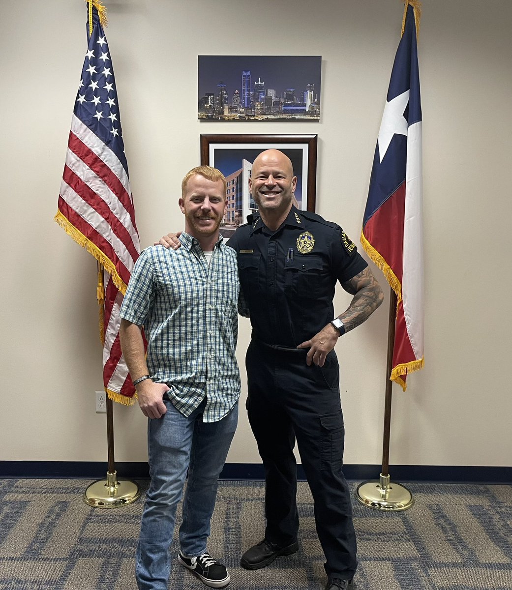 We will never forget <a href="/DallasPD/">Dallas Police Dept</a> Darron Burks ultimate sacrifice, and the legacy he left behind. But we will also never forget the bravery of our wounded, Karissa and Jamie, as they faced evil without hesitation for their brother officer. Honored to visit with Jamie today…. I