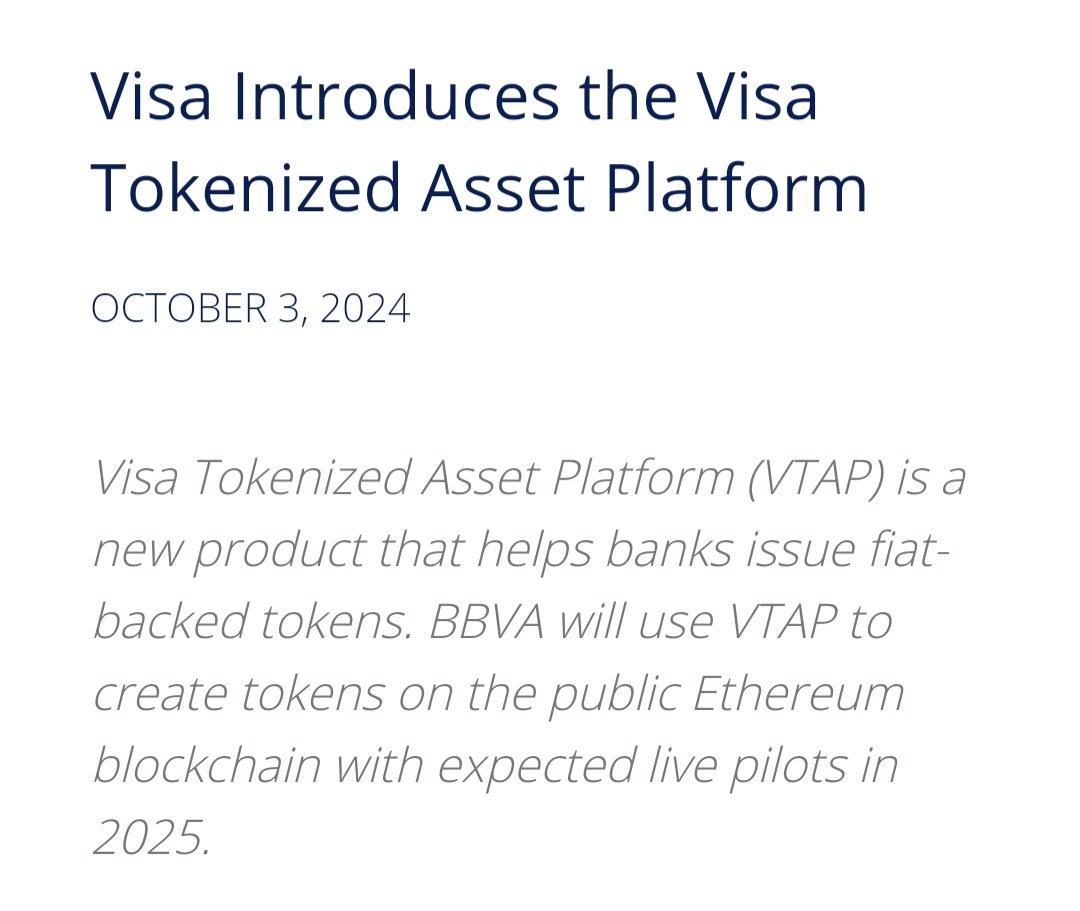 #Visa introduced its tokenized asset platform, powered by #RippleNet, something you’ll discover when you do the research

It’s clear why institutions don’t talk about #XRP because when the time comes, at their choosing, it’ll be the most #valuable and unaffordable asset out there
