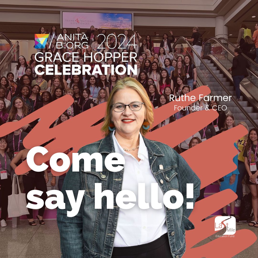 Our Founder &amp; CEO, Ruthe Farmer, is at #GraceHopperConference! 🎉 Come say hi, snap some pics, and tag us using #LastMileTakesGH. 📸✨ Plus, don’t forget to find us at the Tech Activation area in the #expohall—we can’t wait to see you there! 👋🚀 #GHC2024