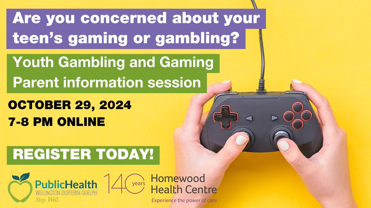 Join us on Oct. 29 from 7-8 p.m. for an online info session with Dr. Tenenbaum &amp; Sylvie Smith on youth gambling &amp; gaming. We'll cover strategies to help parents navigate video games and how to spot problematic behaviours. Register today: bit.ly/3N2xV9k
