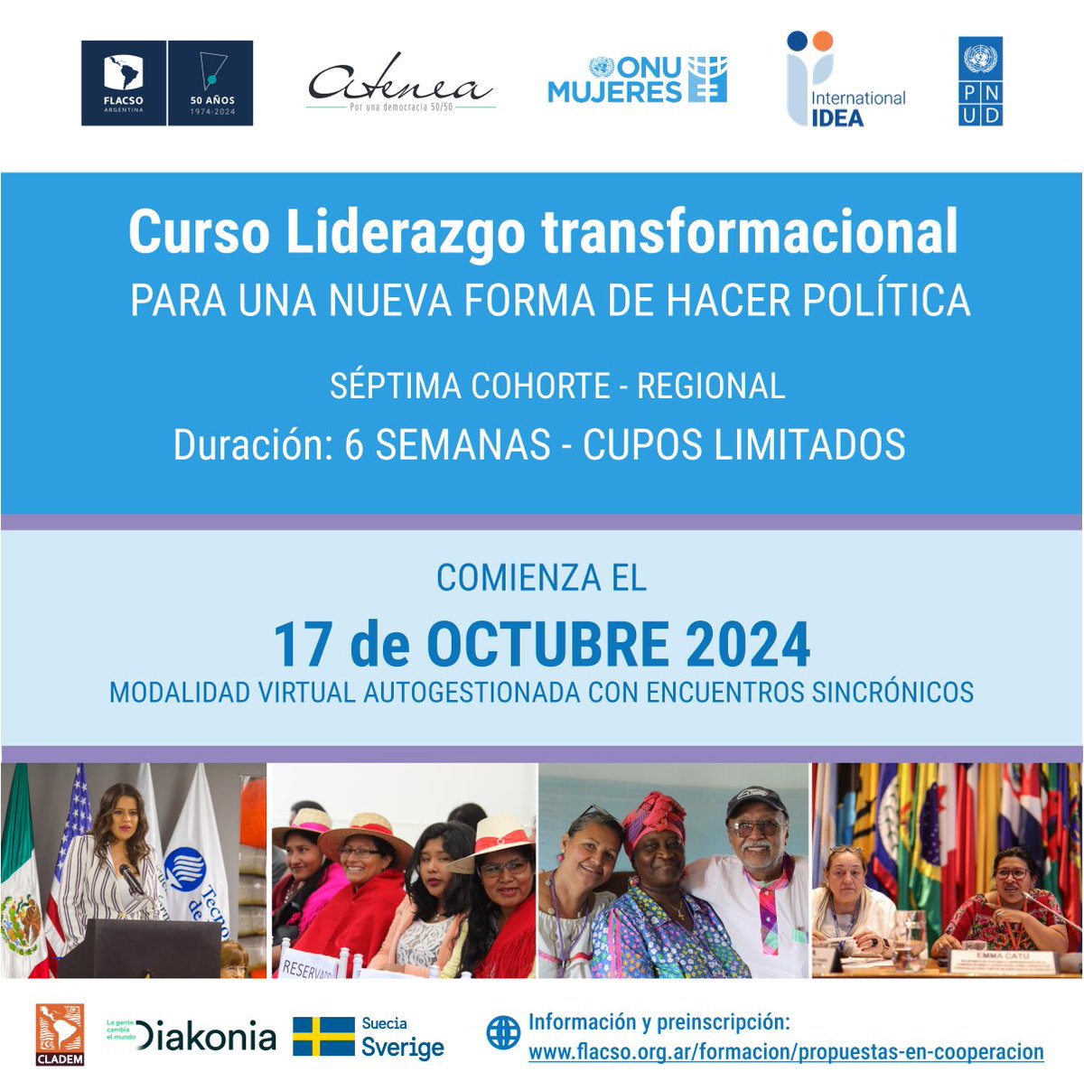 💻 Este curso virtual busca fortalecer la comunicación, la negociación y el liderazgo de las mujeres en política de América Latina. ¡Súmate! Inicia el 17 de octubre.

ℹ️ Más información: flacso.org.ar/formacion-acad…