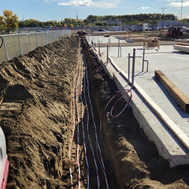impactenergyltd's tweet photo. Members of our crew have been on site in Saskatoon, completing the ground work on the Smart Bays South project for 3twenty Modular ⚡️🙌

#poweringindustry #electricalcontractor #LetsGetToWork https://t.co/WrPdRbj93B