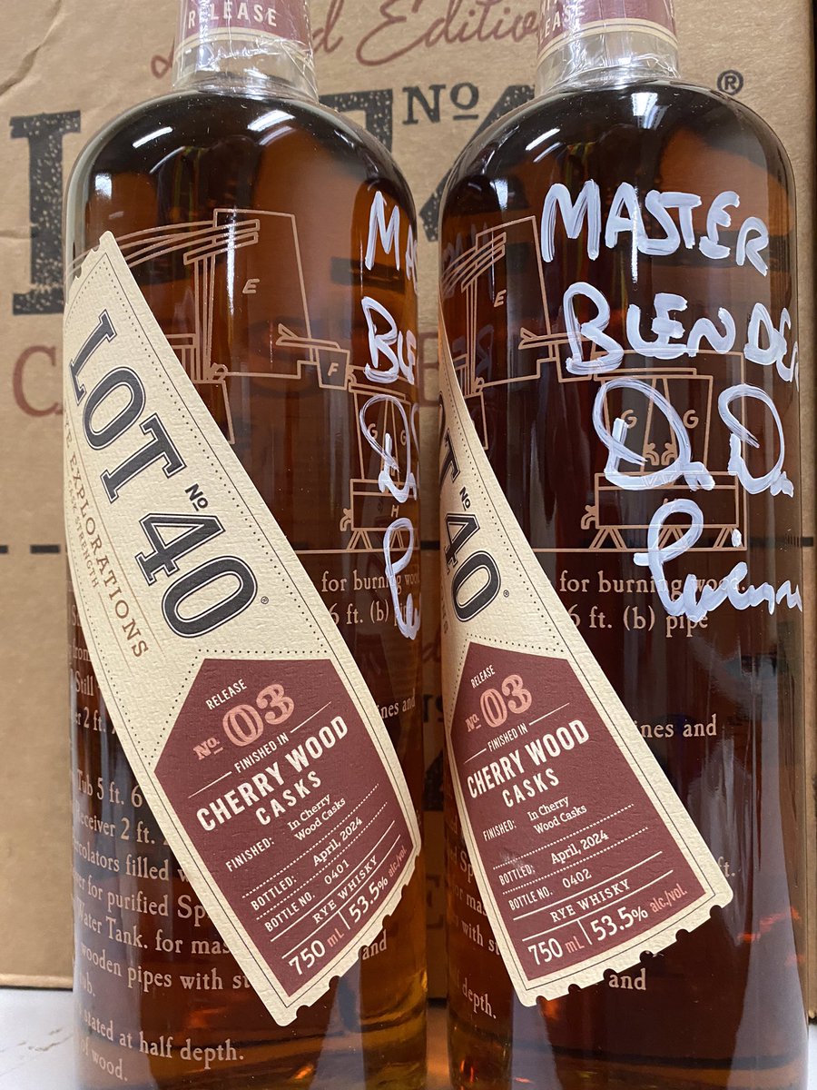 NEW RELEASE ALERT.  Lot 40 Cherrywood cask strength.  Exploration Series Number 3.   Available at jpwisers.com.  
•
100% rye.  Column and pot distilled. Aged in brand new cherry wood casks.  53.5% abv. Limited supply. 
#canadianwhisky
#whisky