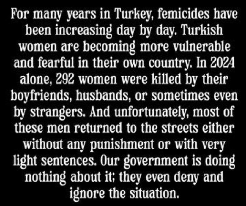 Women in Turkey are in danger. Laws like 6284 protecting victims of violence are being undermined. Offenders walk free, hate groups thrive, and lives are at risk.

We need your support, share and spread the word.

#6284üuygula 
#istanbulconventionkeepsalive