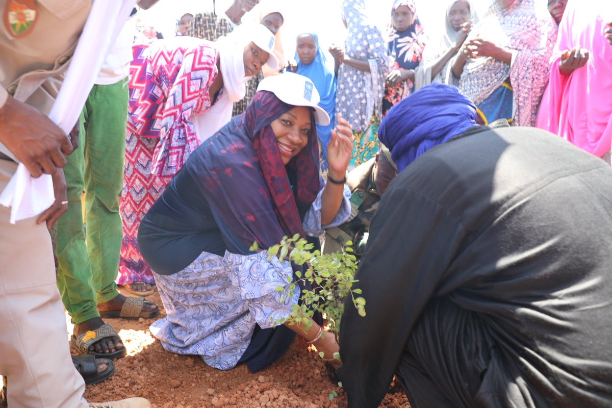 PnudNiger's tweet photo. A #Bossadje la RR du @PnudNiger @KouassiNicole  &amp; l'Administrateur Délégué de Birni ont donné le coup d'envoi de la plantation de 20000 arbres pour clôturer le site de 100 hectares du complexe agro-business qui fera de #BirniNgaouré un pôle d'excellence pour la production de maïs https://t.co/H6r0SpZpsB