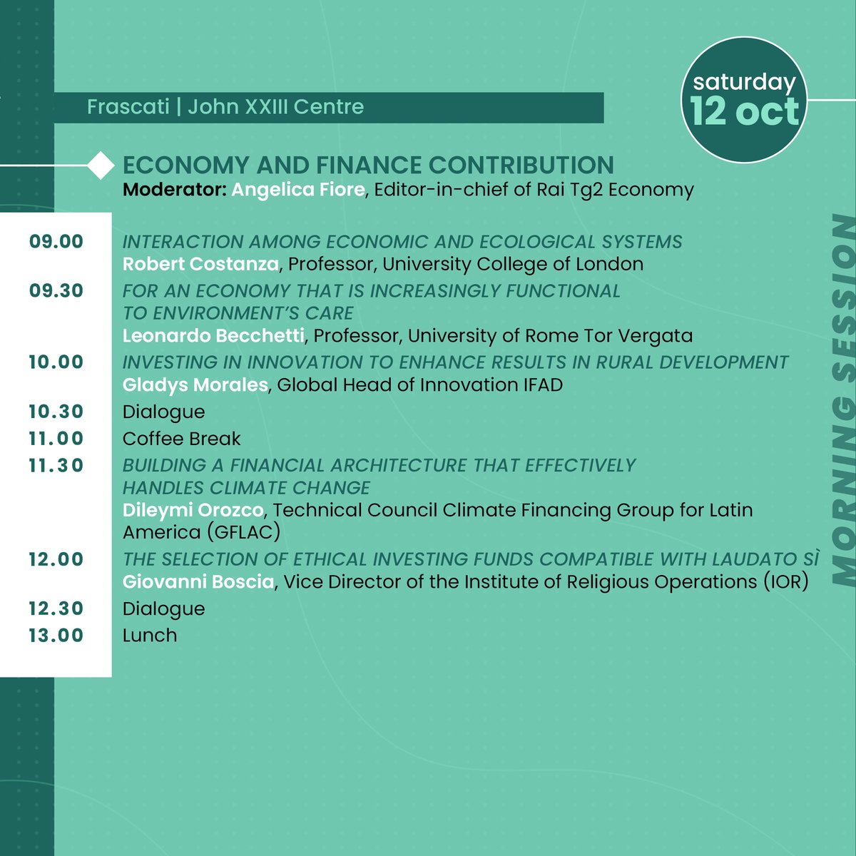 greenaccord's tweet photo. 📌DAY #3 | 12 October 2024
Frascati | John XXIII Centre

📍XVI International Forum for Information on Safeguard of Nature
📅10 - 12 october 2024 | Rome/Frascati
For more informations visit our website

🌐https://t.co/CXdvWsi7wb

#BuildingFutureTogether #Greenaccord #TogetherWeCan https://t.co/ACguZhSX8b