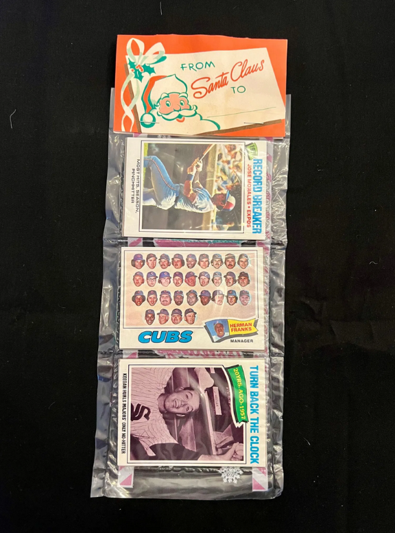 Our Estate Sale is underway and with only 5 Days left to the closing we wanted to highlight this very rare 1977 Baseball Card Unopened Cello Rack Pack Stocking Stuffer from Santa Claus

Click the link in Bio for your chance to win!

#BaseballCards #VintageCollectibles #RareFinds