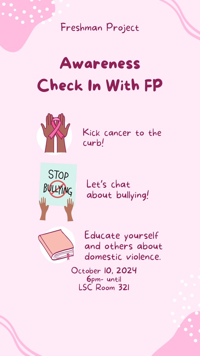Come on out this Thursday and have a sit down check in with FP! 💟With October being a month full of awareness, we would like to reflect on how these affect us as college students ☺️
LSC Room 321 <a href="/6/">Adrián Lamo</a>:00pm