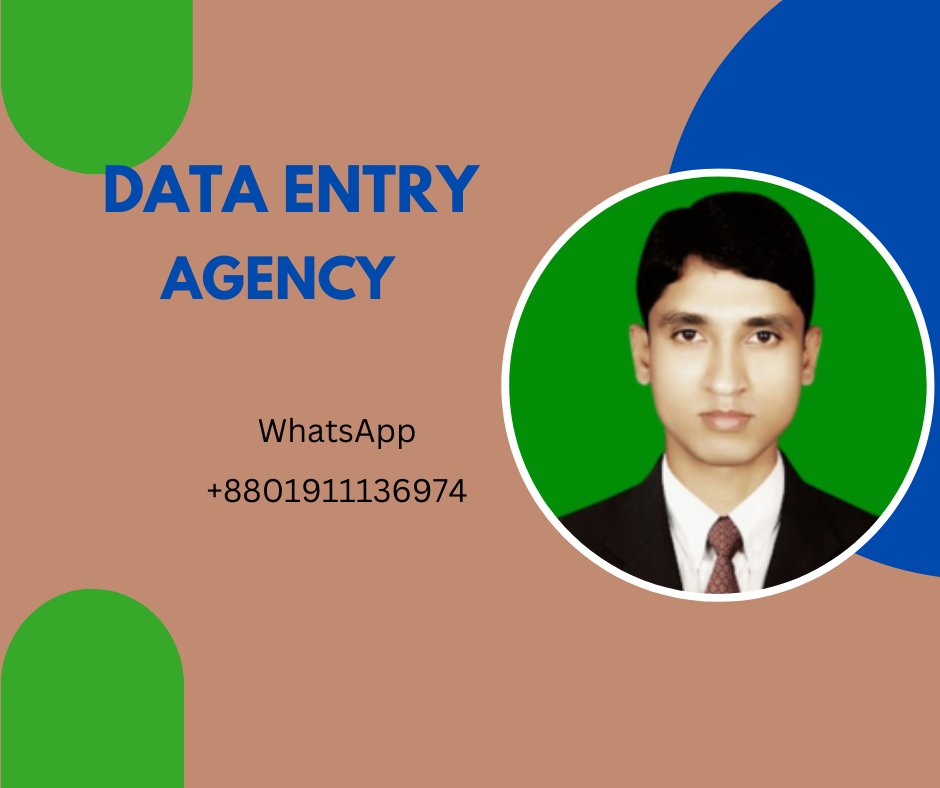 The services I provide

1/ Data entry
2/ Data collection
3/Data mining
4/ Data analysis
5/ Data scraping
6/ E-mail collection
7/ B2B lead generation
8/ Google search
9/ PDF to Word convert

Fiverr Gig Link: fiverr.com/s/xXA96bX
WhatsApp: +8801911136974