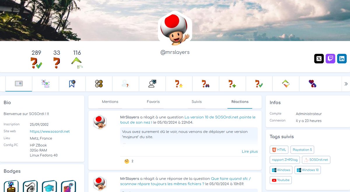 SOSOrdinet's tweet image. #SOSOrdinet : la v10 débarque avec une refonte du profil-utilisateur ! (et bien d’autres choses…) blog.sosordi.net/2024/10/sosord… #Internet