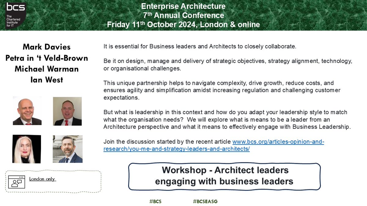BCS Enterprise Architecture SG tweet media