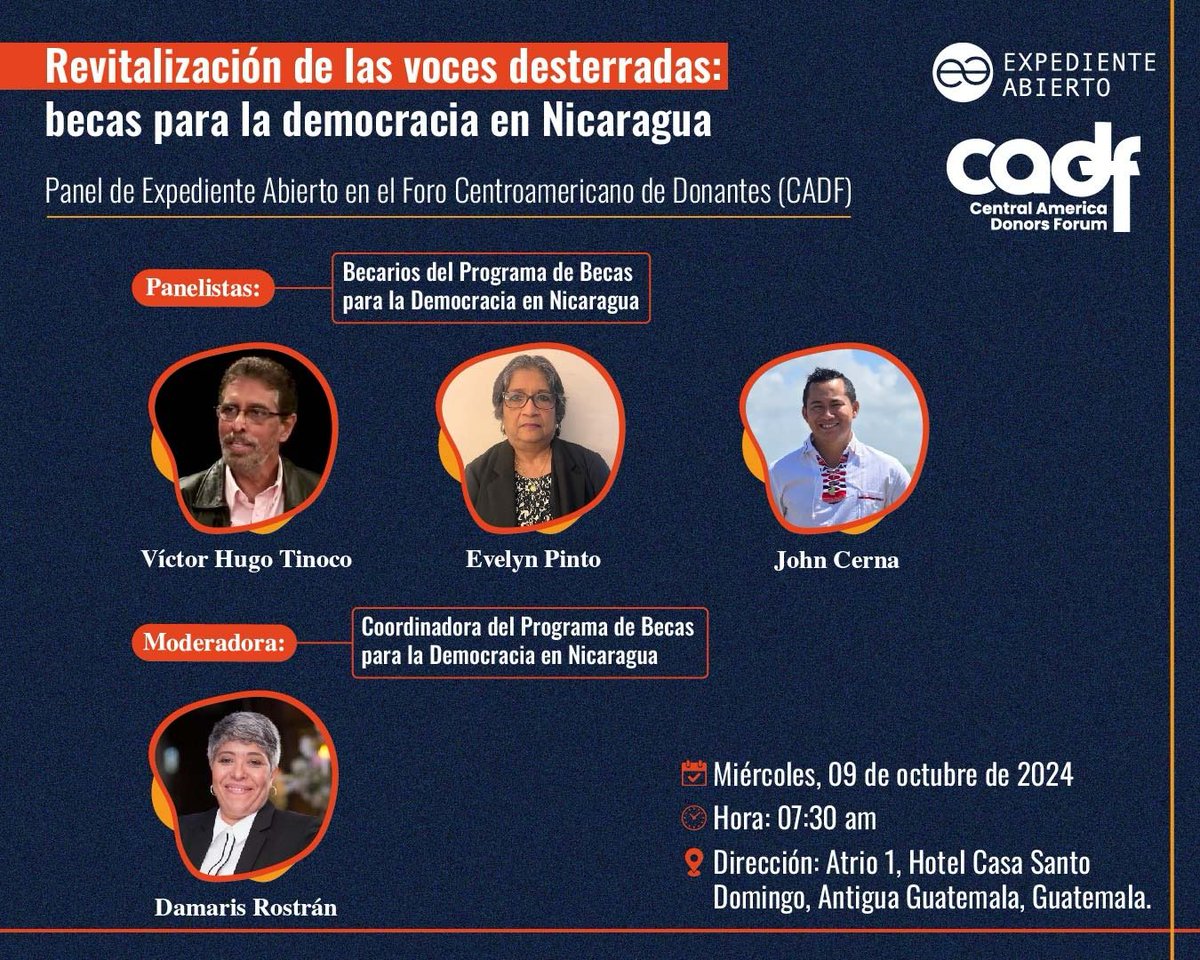 Como <a href="/ExpAbierto/">Expediente Abierto</a> hemos hecho un esfuerzo monumental para juntar en Guatemala tres becarios de nuestro programa de becas, que mañana 9 de octubre, a las 7:30 am de CR, estarán en el panel: “Revitalización de las voces desterradas”. 

Podrán verlo aquí: 
youtube.com/live/bJejYsVKT…
