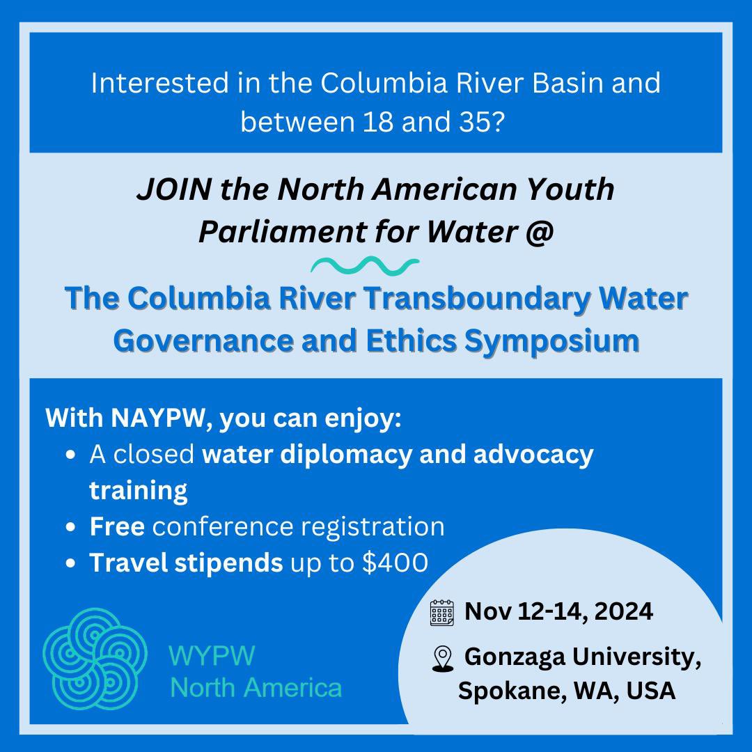 Are you under 35 and passionate about water governance? Learn more at: naypw.wordpress.com/columbia-sympo… 

#WaterGovernance #YouthLeadership #ColumbiaRiver #CRTWES2024