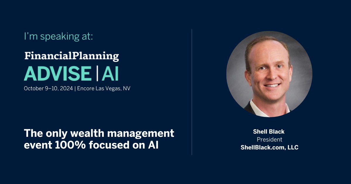 Tomorrow, October 9th, I am speaking at Financial Planning's #AdviseAI Conference in Las Vegas with Salesforce's Michelle Feinstein, GM/VP Wealth &amp; Asset Management, and two other speakers. The session: AI and Automation.

conference.financial-planning.com/event/advise-a…