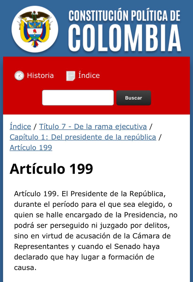 Acá se los dejo bien clarito para que lo compartan por millones y no quede duda. Artículo 199 de la Constitución Política de Colombia.

El CNE NO es la autoridad competente para investigar al señor Presidente <a href="/petrogustavo/">Gustavo Petro</a> ni a ningún Presidente de la República, sólo lo podrá