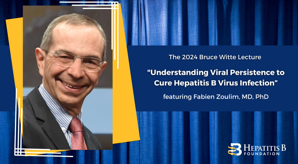 ICE-HBV (@ice_hbv) on Twitter photo Join us for the 24th Annual Bruce Witte Lecture hosted by the <a href="/HepBFoundation/">Hep B Foundation</a> on Nov 20, 4 PM EDT. We're honored to have <a href="/ICE_HBV/">ICE-HBV</a> Founding Member Prof. Fabien Zoulim from France discuss "Understanding Viral Persistence to Cure Hepatitis B."
Register here: interland3.donorperfect.net/weblink/WebLin… Join us for the 24th Annual Bruce Witte Lecture hosted by the <a href="/HepBFoundation/">Hep B Foundation</a> on Nov 20, 4 PM EDT. We're honored to have <a href="/ICE_HBV/">ICE-HBV</a> Founding Member Prof. Fabien Zoulim from France discuss "Understanding Viral Persistence to Cure Hepatitis B."
Register here: interland3.donorperfect.net/weblink/WebLin…