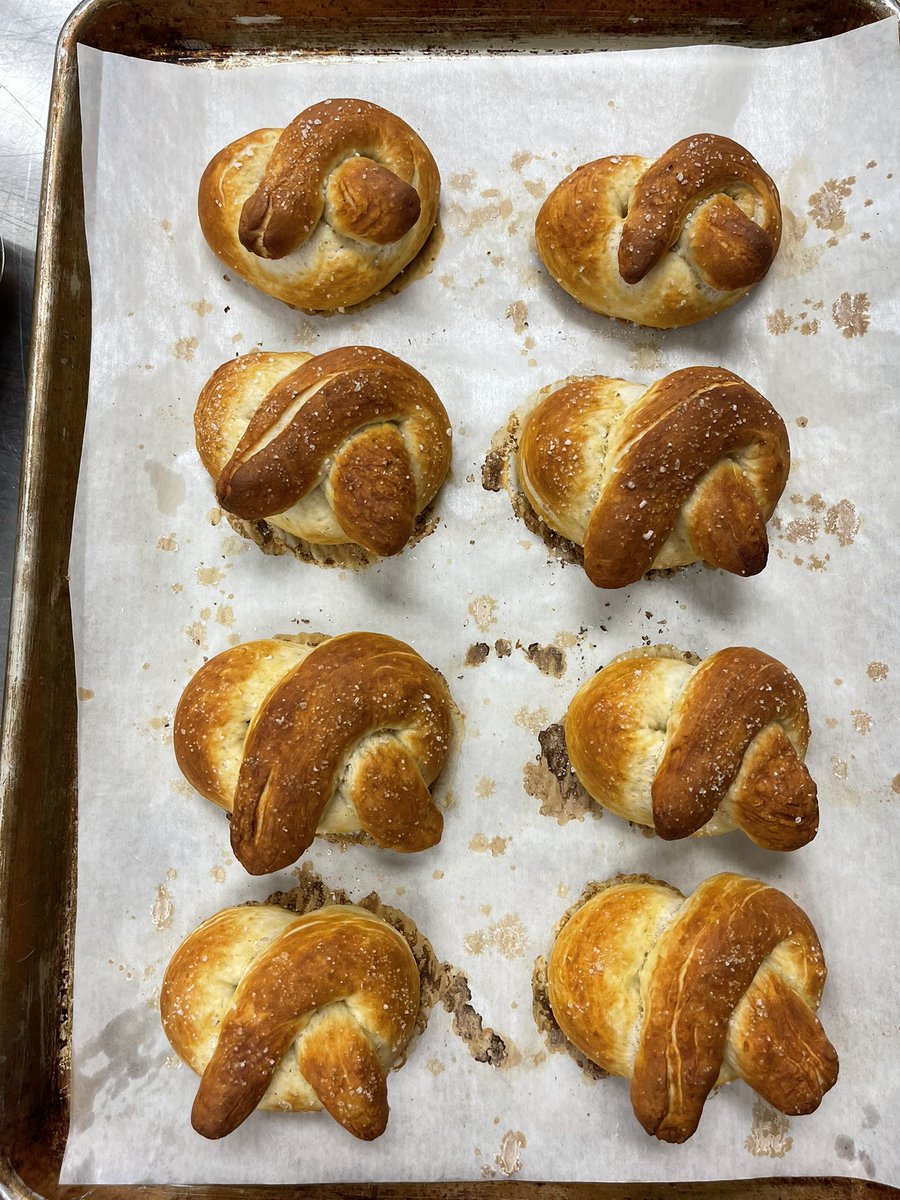 For our chapter on yeast breads, students had a fun time making these easy, yet delicious, soft pretzels. We made classic pretzels but this recipe can be turned into cinnamon sugar pretzels or garlic pretzels. 🔗 Recipe link in bio. #SacredHeartHospitality <a href="/SacredHeartOCSB/">Sacred Heart Catholic High School</a> #ocsb
