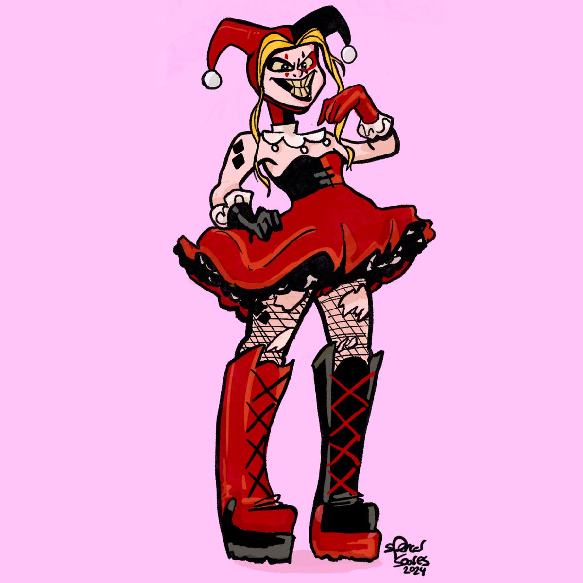 I tried to combine Harley Quinn's old look with her new look.