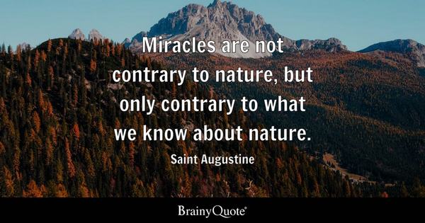 Elaine Perry (@elaine_perry) on Twitter photo "Miracles are not contrary to nature, but only contrary to what we know about nature." ~Saint Augustine
#JoyTrain #quote via <a href="/THE_R_ROCKSTAR/">THE'ROLLING'ROCKSTAR</a> "Miracles are not contrary to nature, but only contrary to what we know about nature." ~Saint Augustine
#JoyTrain #quote via <a href="/THE_R_ROCKSTAR/">THE'ROLLING'ROCKSTAR</a>