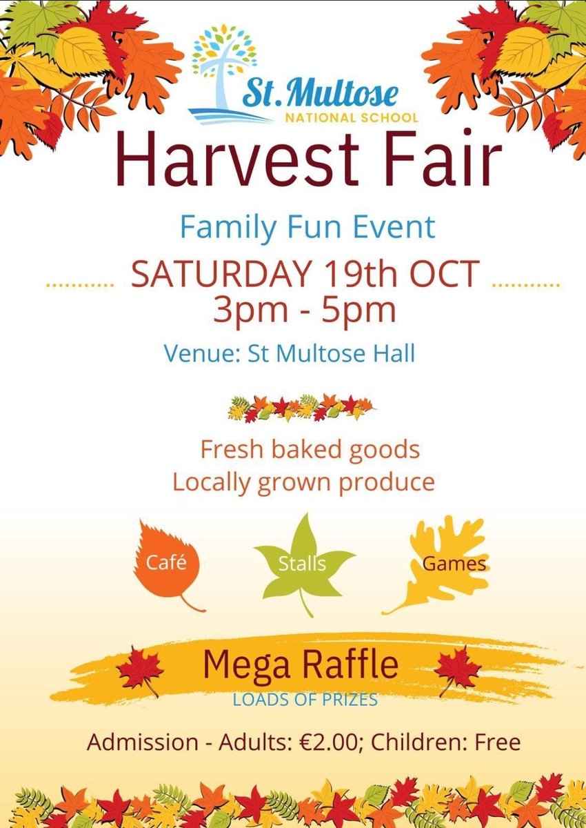 St. Multose National School (@stmultosens) on Twitter photo We are very much looking forward to our annual Harvest Fair. Stalls, a mega raffle, baking, games, and a pumpkin patch. A family filled fun day out! What more could you ask for! <a href="/kinsale_ie/">Kinsale, Co. Cork</a> <a href="/KinsaleNews/">Kinsale Advertiser</a> We are very much looking forward to our annual Harvest Fair. Stalls, a mega raffle, baking, games, and a pumpkin patch. A family filled fun day out! What more could you ask for! <a href="/kinsale_ie/">Kinsale, Co. Cork</a> <a href="/KinsaleNews/">Kinsale Advertiser</a>