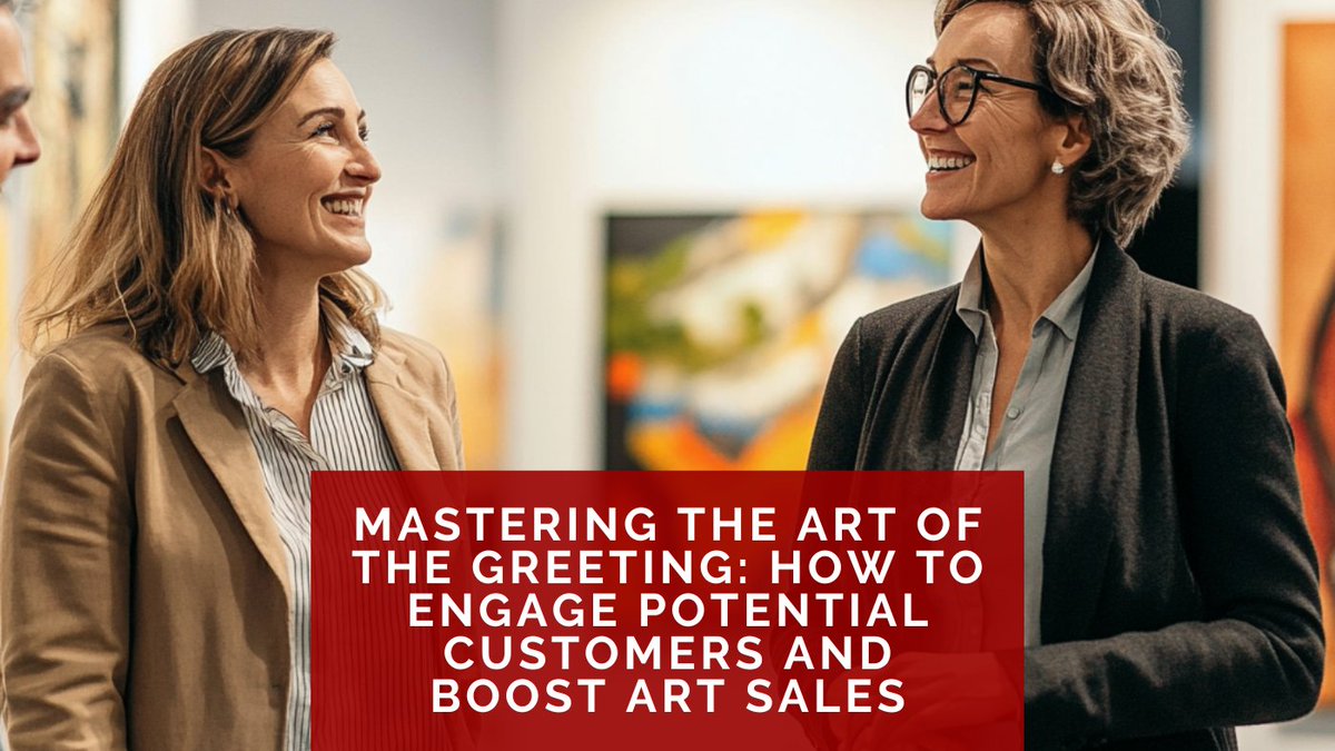 JasonHorejs's tweet photo. Your first interaction with potential buyers can make all the difference in closing a sale. Learn how to master the art of the greeting in my latest blog post: https://t.co/zM5aiCJfcx #ArtSales #ArtBusiness #Artists https://t.co/KBlwC9cdvJ