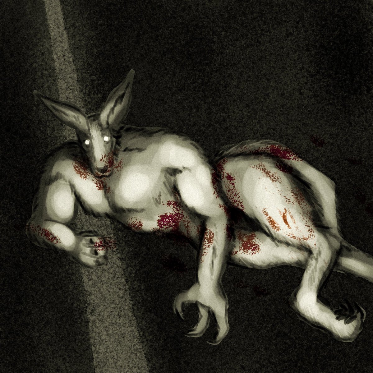 day 8 of #Weretober2024 - kangaroo ! inspired by the grim kangaroo scene in ‘Talk To Me’ :3