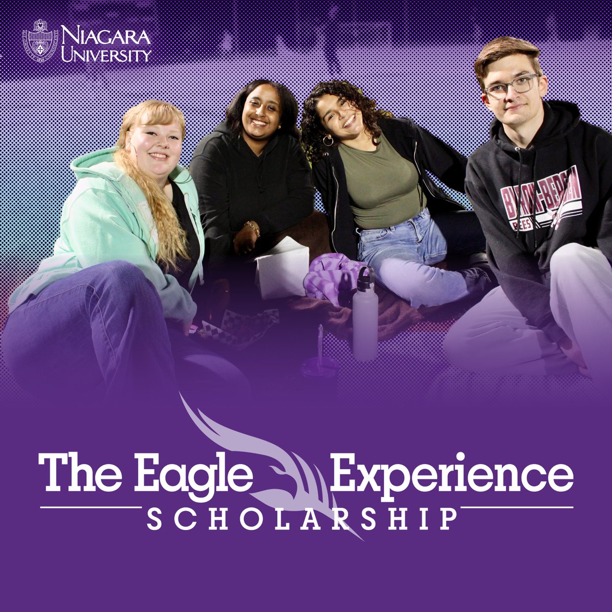 Thinking of coming to NU next year? 🦅

Our Eagle Experience Scholarship offers $1,250 each of your years at Niagara, up to $5,000. 💵

All you have to do is visit campus during a qualifying event and apply to NU by Oct. 31! 💜

Visit bit.ly/3ZaJJ0x.