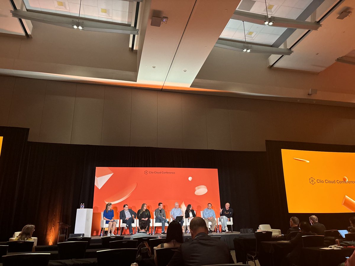 ErikaHarold's tweet image. Legaltech Week Live at #ClioCon. Leading #legaltech journalists share their insights on GenAI’s future impact on the legal profession, including on whether it will kill the billable hour. One panelist said the billable hour is like a roach; it will never die. ⁦🤣 @goclio⁩