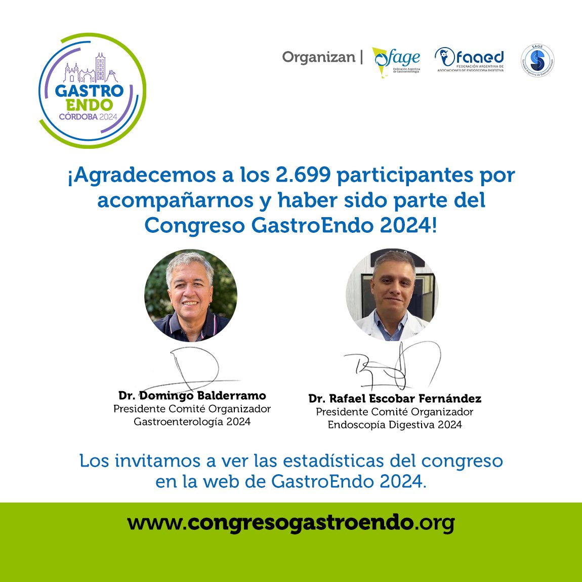 🎉 ¡Gracias a los 2.699 participantes del Congreso GastroEndo 2024! 🎉

Nos sentimos profundamente agradecidos por su valiosa participación y por haber sido parte de esta gran experiencia. 

<a href="/SBCongresos/">SB Congresos</a> <a href="/dcbalderramo/">Domingo Balderramo</a> <a href="/sage_gastro/">SAGE</a> <a href="/FAGEgastro/">Federación Argentina de Gastroenterología ( FAGE)</a>