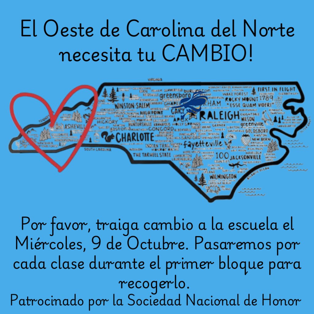 Don't forget to raid your piggy bank and change jars tonight to support our neighbors in Western North Carolina. We'll visit each first block in the morning to collect your donations!