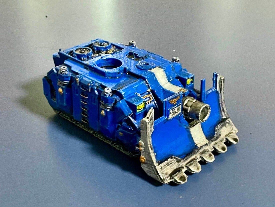 MajorFlook's tweet photo. Still waiting on repairs to the house before we can go back home, me and my son spent the day yesterday painting this little ultramarine tank I 3d printed before the hurricane hit https://t.co/9pDD3j3Cnr